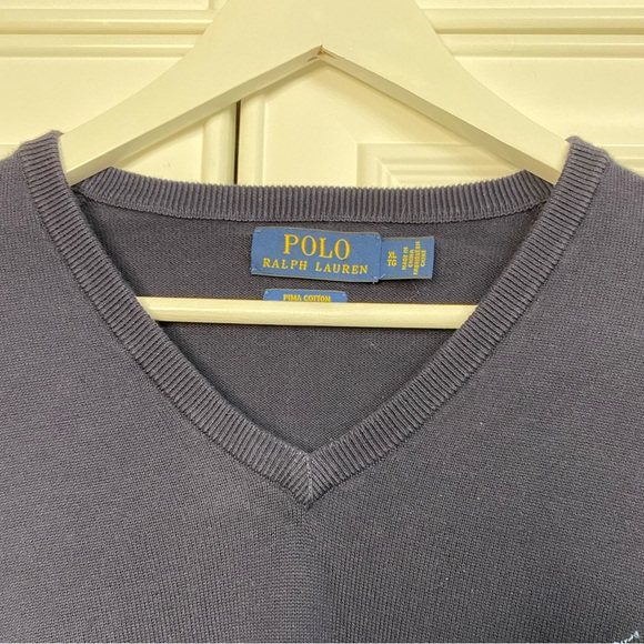 Polo Ralph Lauren Men’s Size XL Navy Blue V Neck Sweater Top Shirt Sweatshirt - Picture 4 of 10